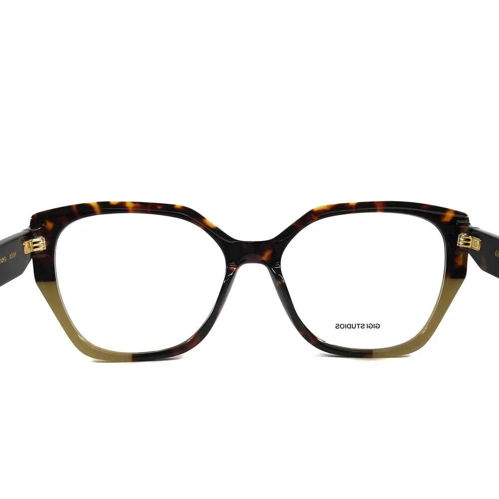 Gigi Studios Eyeglasses Frames ANDY GS1002/02O Brown Beige Cat Eye 56-17-140